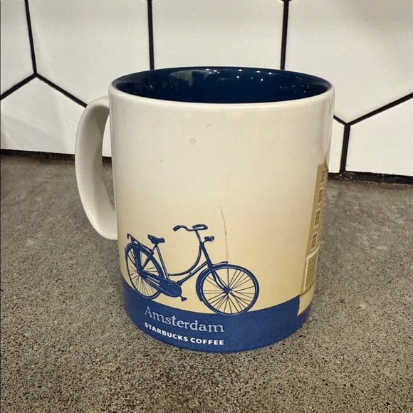 Starbucks Amsterdam Mug - White and Blue with Cityscape - Picture 3 of 3